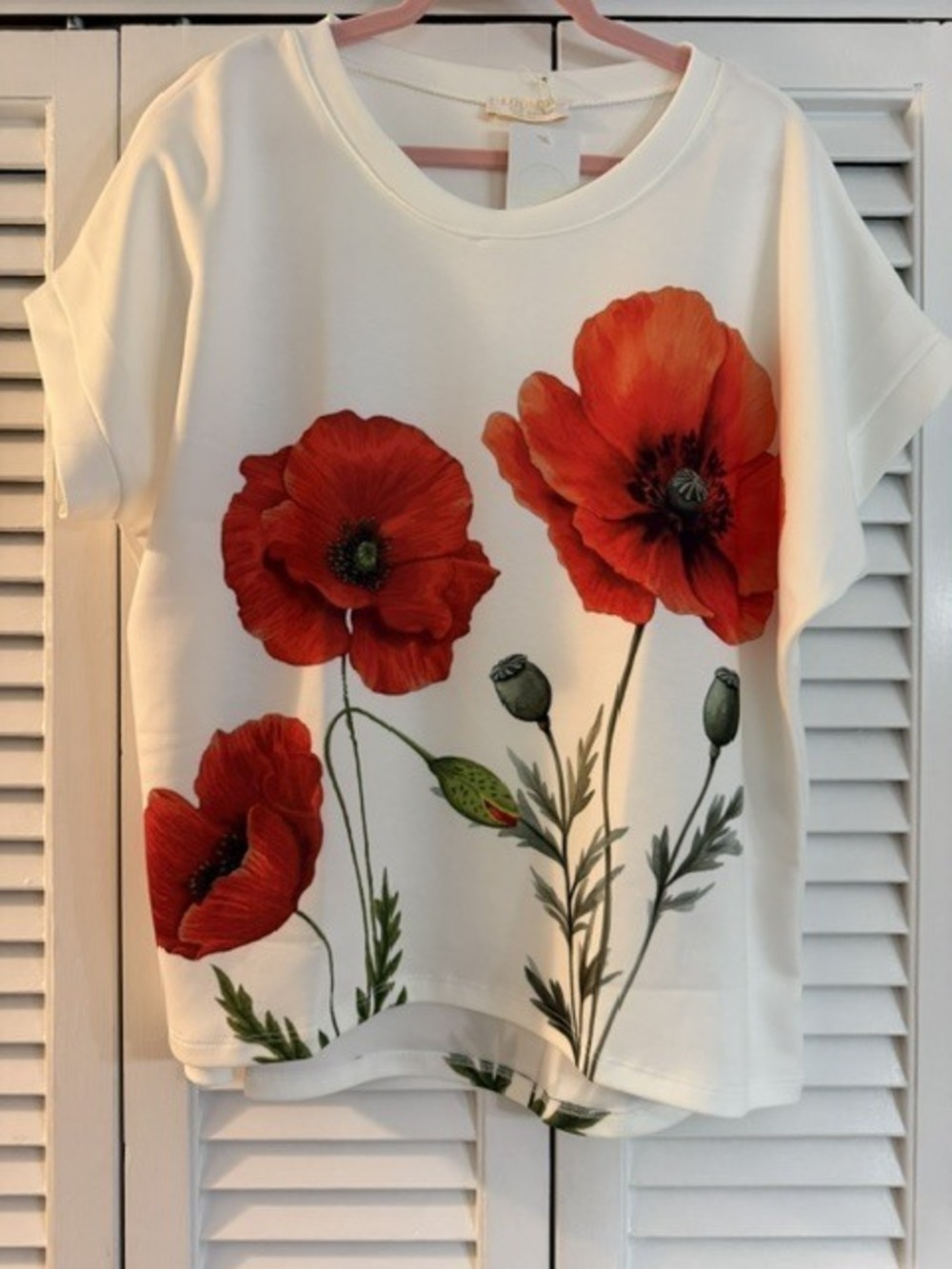 L1886 | Loowie Floral Poppy Printed Top Coordinating Piece | One Size